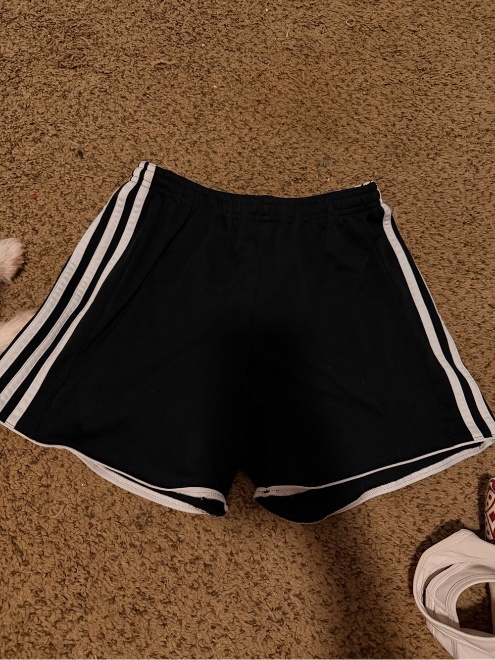 adidas Black Women's Athletic Shorts with White Stripes